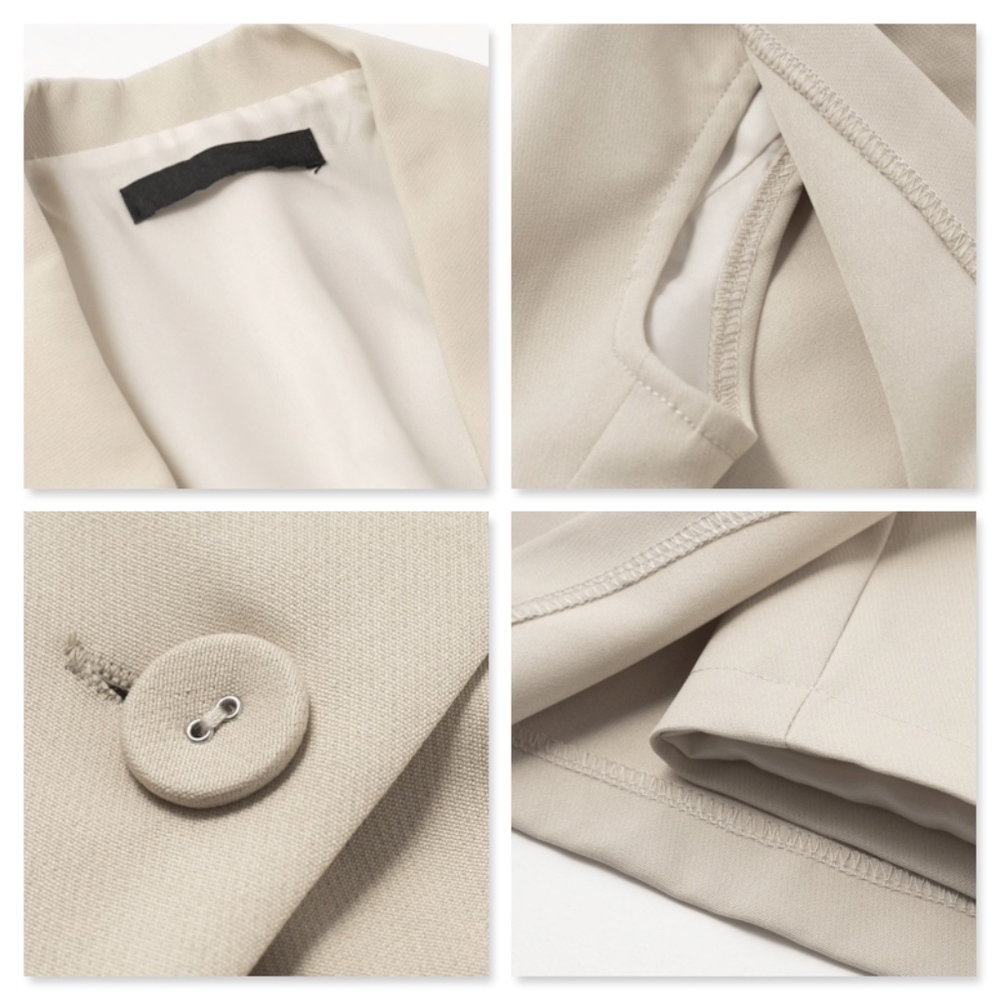 Beige Cape Double Breasted Office Dress - Picture 4 of 8